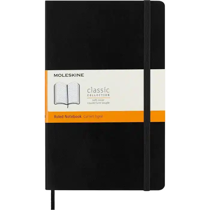 Moleskine Large Boy Yumuşak Kapak Çizgili Defter Siyah /