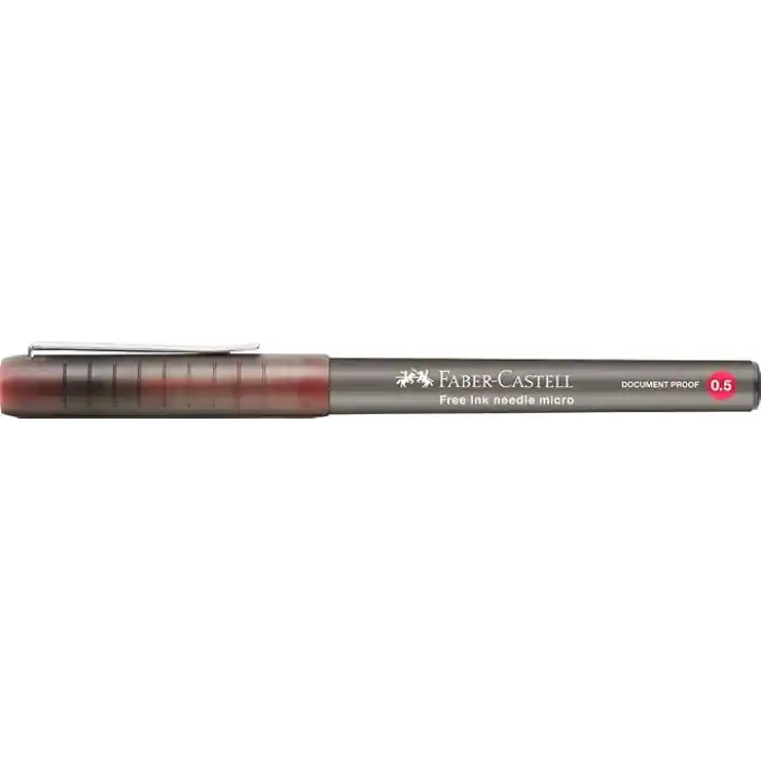 Faber-Castell Free Ink Roller Kalem 0.5, Kırmızı, Silinmez Kalıcı Mürekkep, İğne Uçlu, Akıcı Yazım, Mürekkep Göstergeli