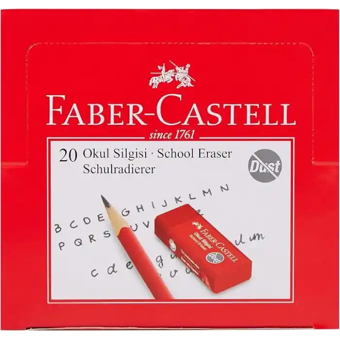 Faber-Castell Kırmızı Silgi, 20’li, Kurşun Kalem İzlerini Kolayca Silen, Yumuşak ve Dayanıklı Yapı, Doğa Dostu Tasarım
