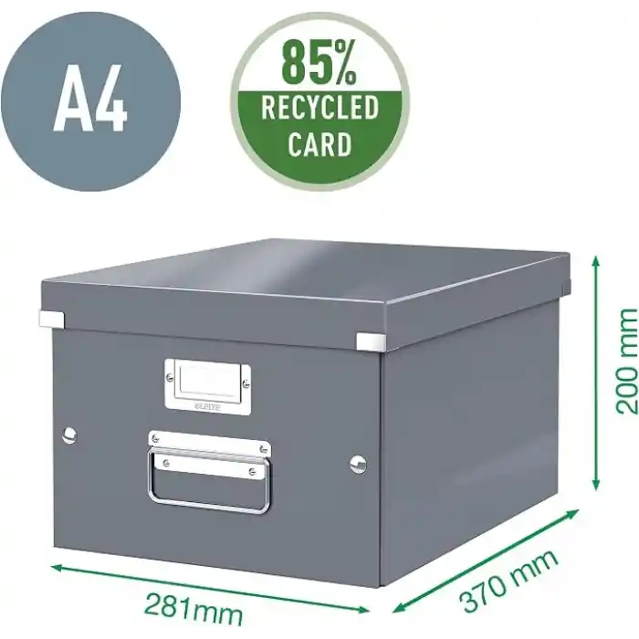 Leitz 60440095 orta boy saklama ve taşıma kutusu (A4, Click ve Store için) siyah