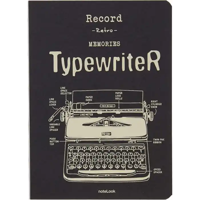 Notelook Tekstil Kapak Typewriter 32K Multi White Defter