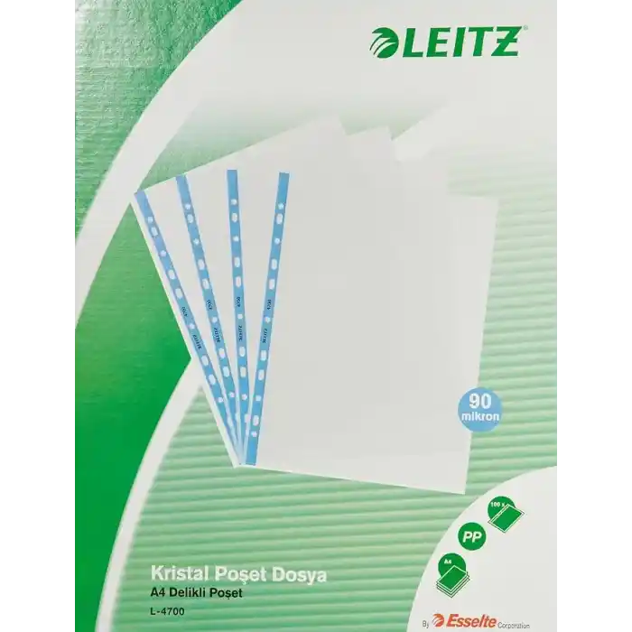 Leitz 47001035 Poşet Dosya Kristal, 100 adet, Şeffaf
