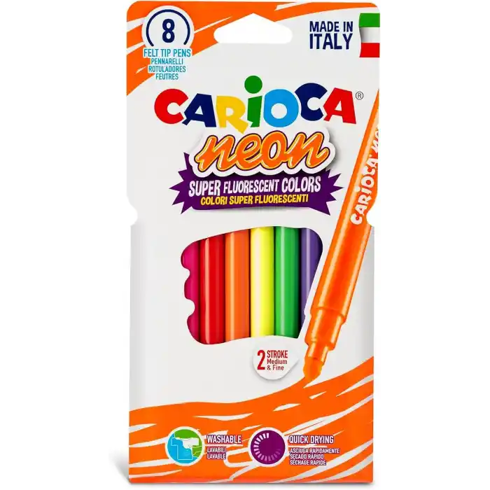 Carioca Fosforlu Yıkanabilir Keçeli Boya Kalemi 8li