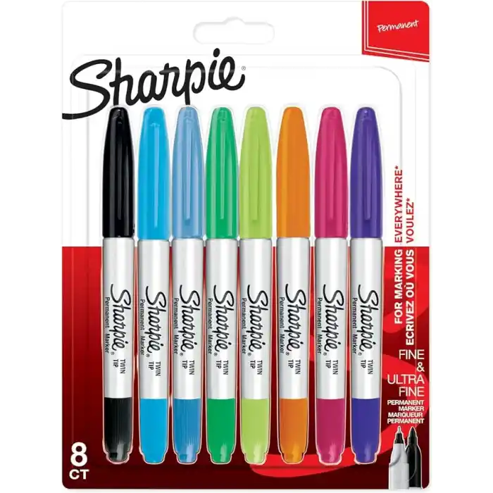 Sharpie Twin Tip Permanent Markör, 8li Karışık Paket