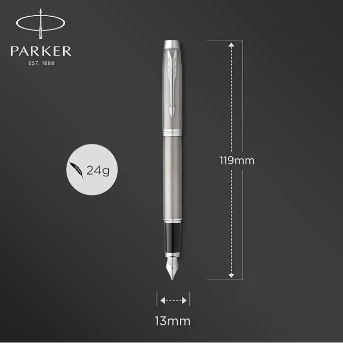 PARKER IM doldurucu | Krom süslemeli paslanmaz çelik | Orta uçlu ve mavi mürekkepli dolma kalem | hediye kutusu