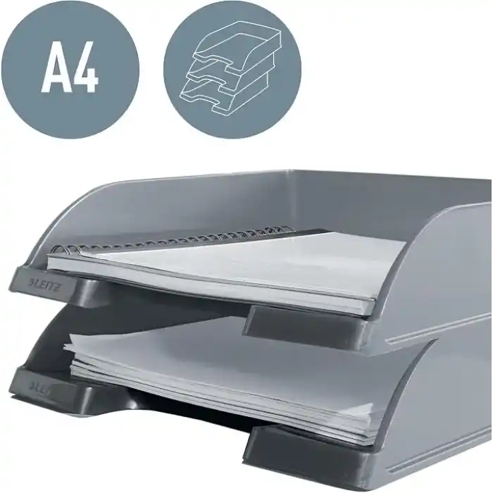 Leitz WOW A4 Evrak Rafı, Metalik Beyaz, 52263001