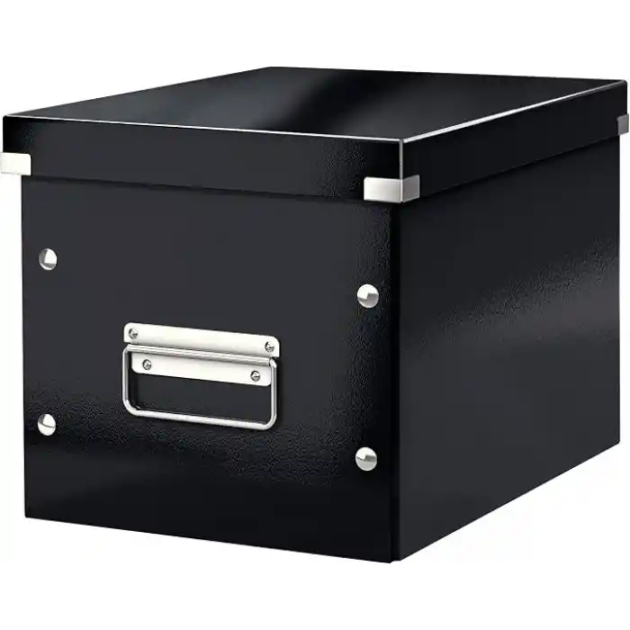 Leitz Click & Store Orta Boy Küp Saklama Kutusu 61090095, Siyah, Metal Kulplu, 260x240x260 mm