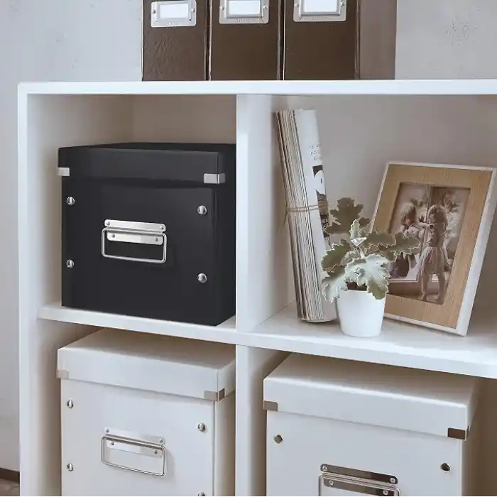 Leitz Click & Store Orta Boy Küp Saklama Kutusu 61090095, Siyah, Metal Kulplu, 260x240x260 mm