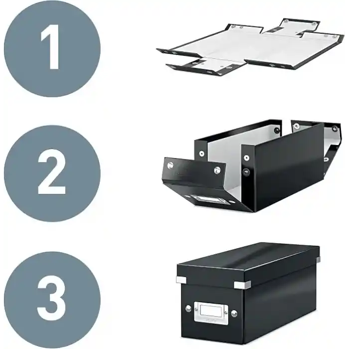 Leitz Click & Store Orta Boy Küp Saklama Kutusu 61090095, Siyah, Metal Kulplu, 260x240x260 mm