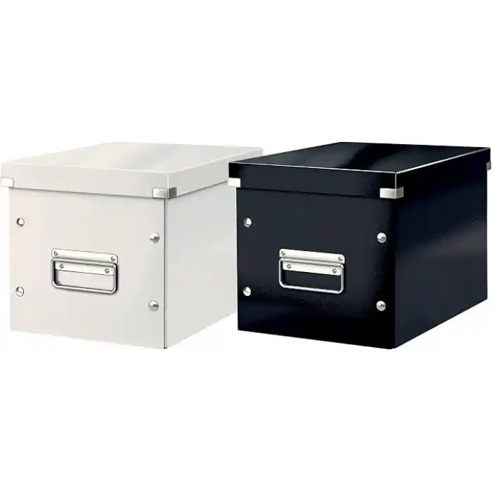 Leitz Click & Store Orta Boy Küp Saklama Kutusu 61090095, Siyah, Metal Kulplu, 260x240x260 mm