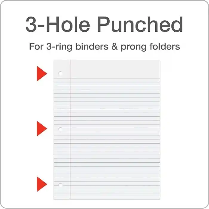 Tops Notebook Filler Kağıdı, College Çizgili, 27,9 x 21,6 cm, 3 Delikli, Ağırlık, Orta Büyüklükte, Beyaz, 500 Yaprak/Paket (62349)