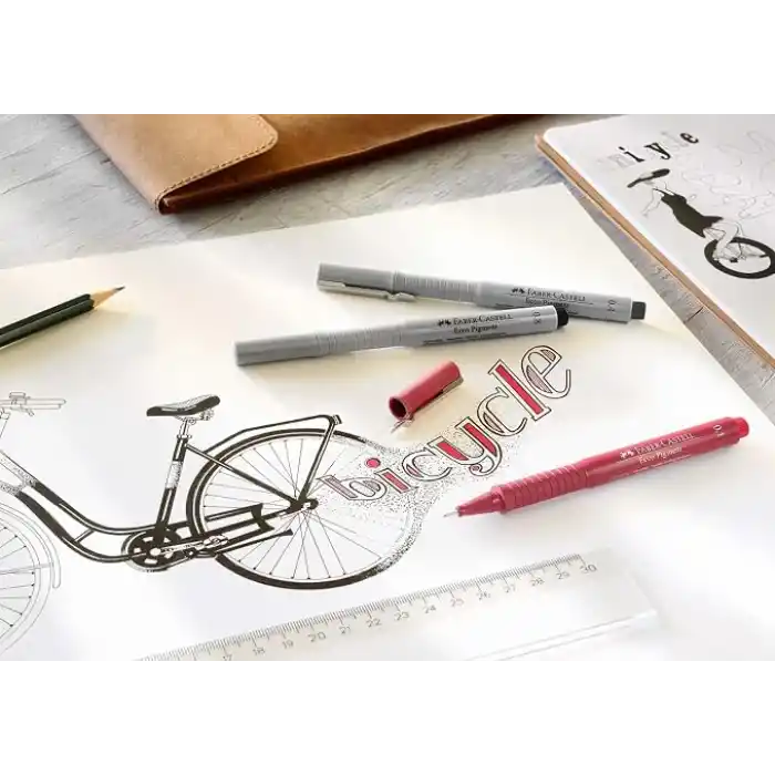 Faber-Castell Ecco Pigment Teknik Çizim Kalemi, 0.2 mm Uç, Işık ve Su Geçirmez Mürekkep, Cetvel ve Şablon Uyumlu