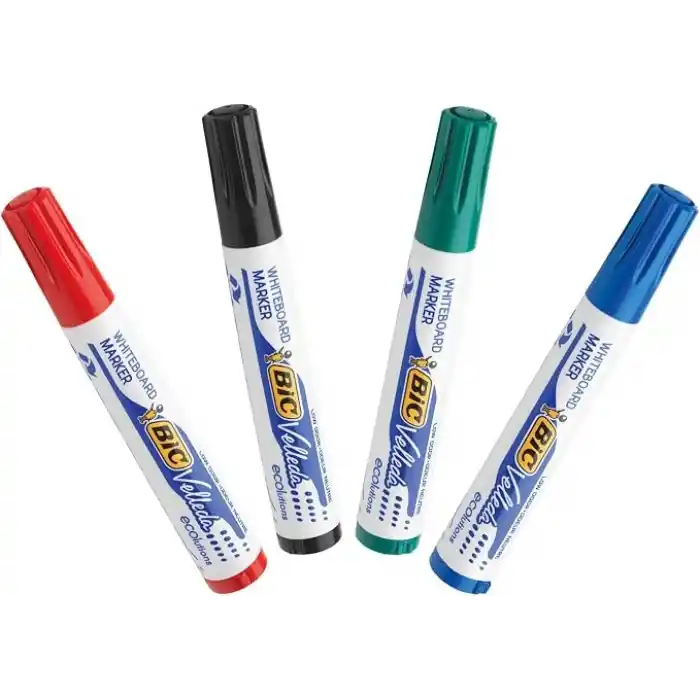 BIC Velleda 1751 Eco Kesik Uçlu Beyaz Tahta Kalemi, Kırmızı, 12li Kutu, 3,7 mm ile 5,5 mm Kalın Uç,Kuru Silinebilir Mürekkep