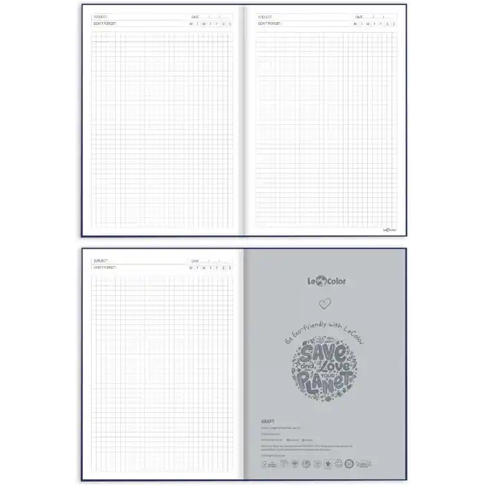 Le Color Kraft Ofis Defter Kareli Gri