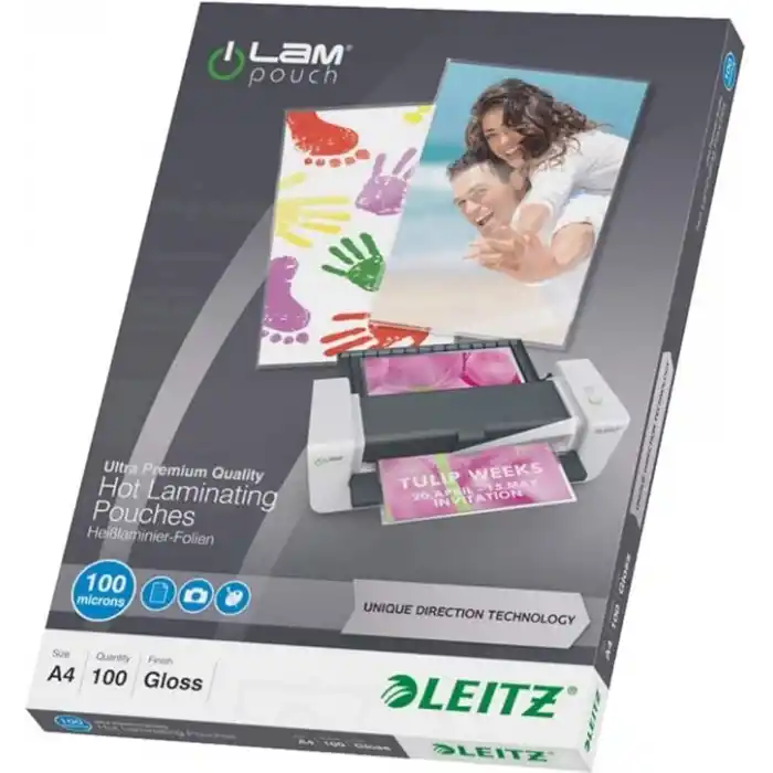 Esselte Leitz UDT Laminasyon Poşeti, A4, 100 mikron, 100 adet, Şeffaf