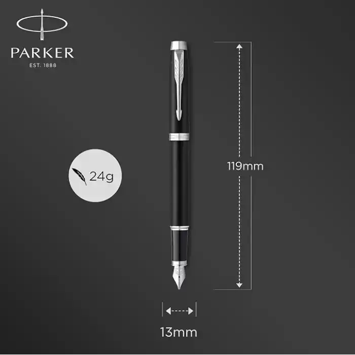 PARKER IM Dolma Kalem | Krom Süslü Mat Siyah | Mavi Mürekkepli Orta Uç | Hediye Kutusu