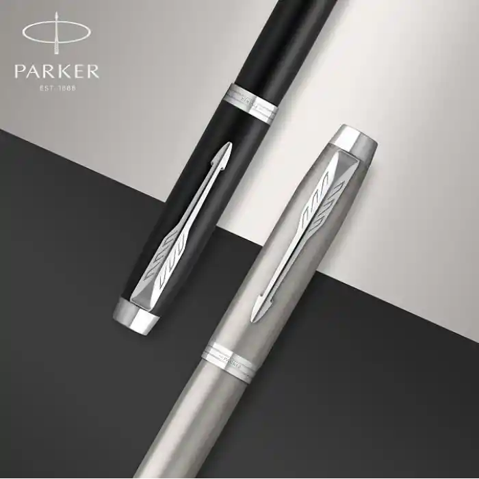 PARKER IM Dolma Kalem | Krom Süslü Mat Siyah | Mavi Mürekkepli Orta Uç | Hediye Kutusu