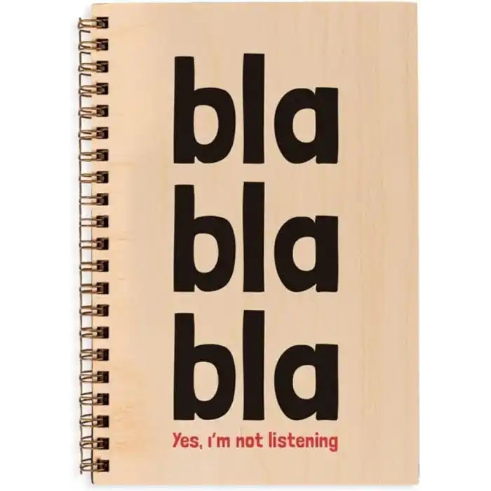 Hediyesepeti Yes I am not Listening Tasarımlı Ahşap Kapaklı Defter 12x18 cm