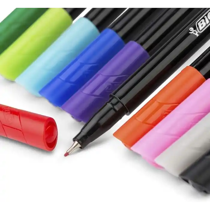 BIC Intensity Fine Liner İnce Uçlu Mavi Keçeli Kalem 12li Kutu, 0.4 mm İnce Kalınlıkta Uç, Su Bazlı Mürekkep
