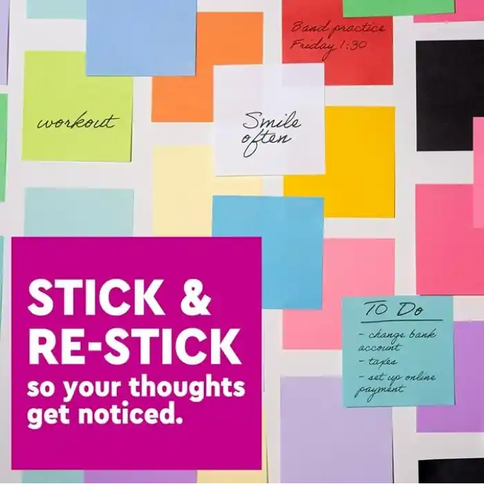 Post-it S per Yap kan Notlar, 3x3 in, 5 Ped, 2x Yap t rma G c, Siyah (654-5SSSC)