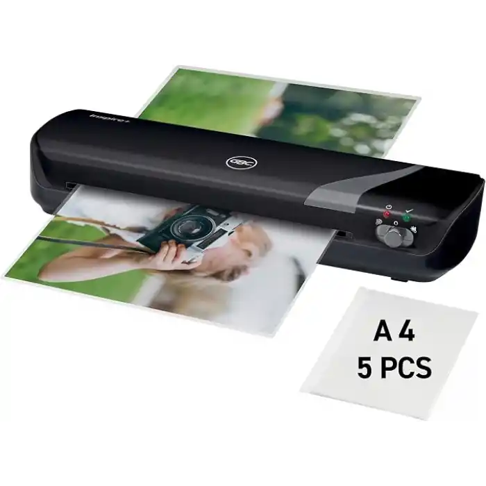 GBC Inspire+ A4 Evde Kullanım Laminatör, A4 Torbalar ve Daha Küçük, 1 Yıl Garanti, Siyah, 440207