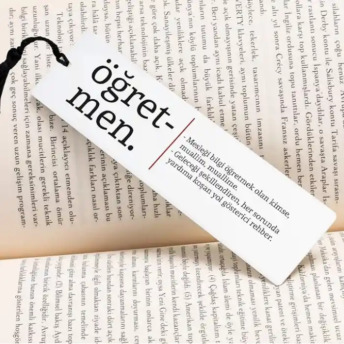 Hediyesepeti Öğretmen Kelime Anlamlı Kitap Ayracı 13.5 cm x 4 cm Metal Malzeme