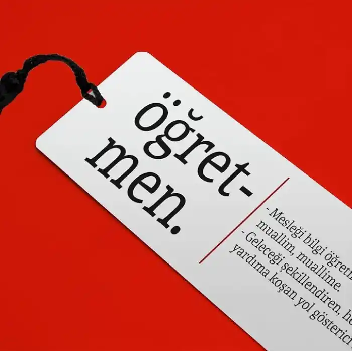 Hediyesepeti Öğretmen Kelime Anlamlı Kitap Ayracı 13.5 cm x 4 cm Metal Malzeme