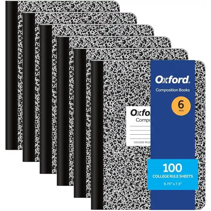 Oxford Kompozisyon not defterleri, okul malzemeleri, okul için not defterleri, okul ve ofis için Compbook defteri, dergi, kolej kağıdı, 24,5 x 19,8 cm, 100 yaprak, siyah, 6 adet (63767)