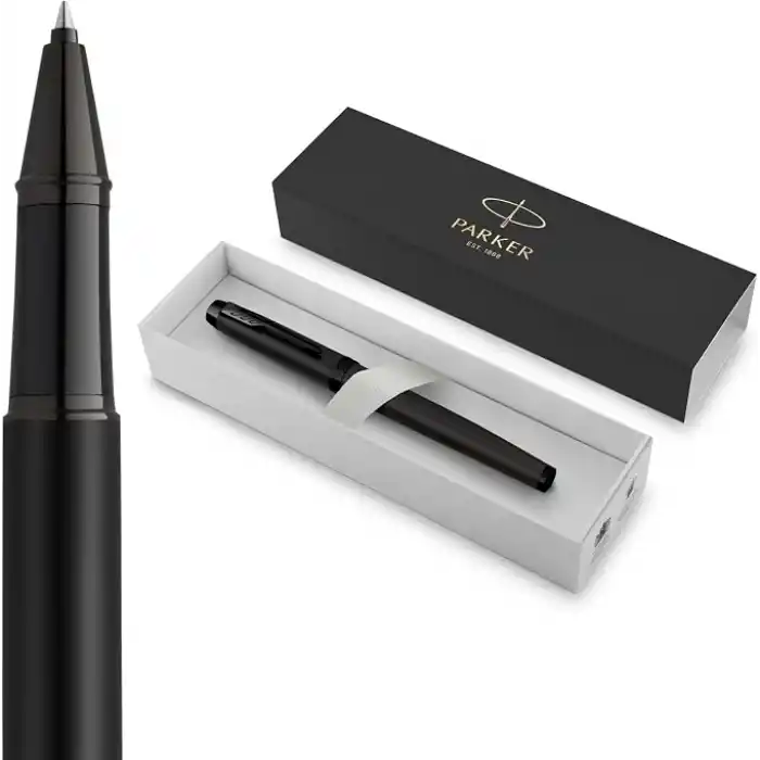 Parker IM Rollerball Kalem | Siyah PVD ile Mat siyah | Siyah Mürekkep Dolgulu İnce Nokta | Hediye Kutusu