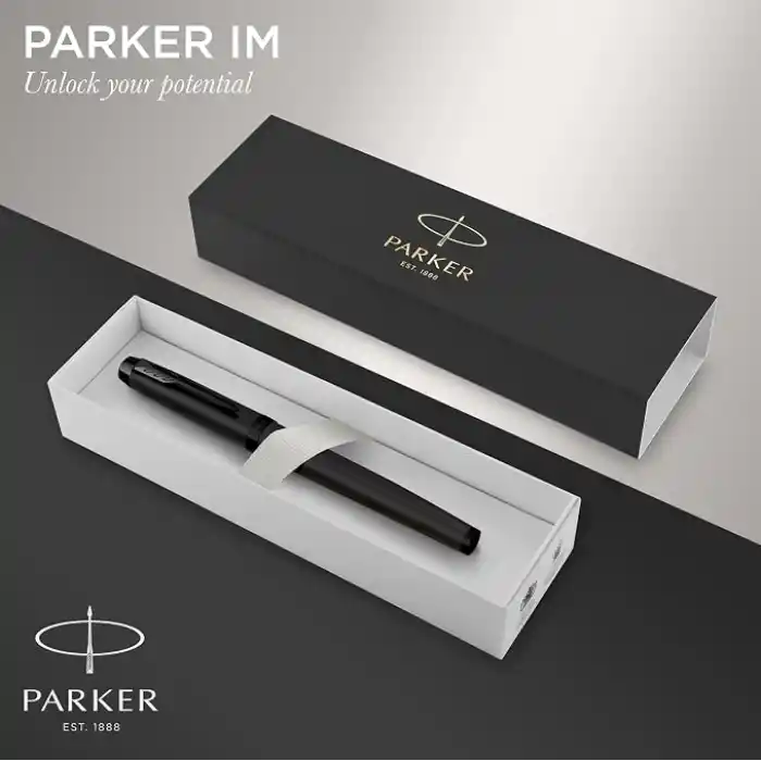 Parker IM Rollerball Kalem | Siyah PVD ile Mat siyah | Siyah Mürekkep Dolgulu İnce Nokta | Hediye Kutusu