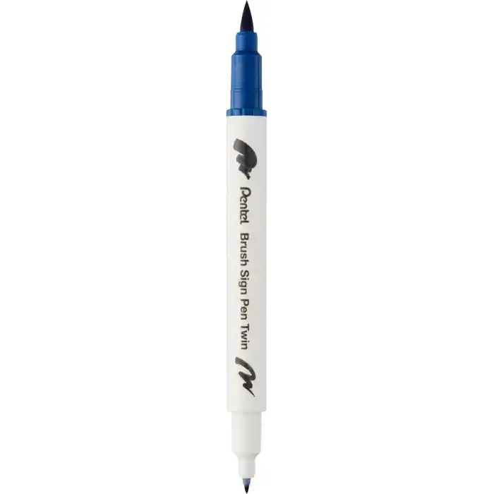 Pentel Brush Sing Pen Twin Çift Taraflı Fırça Uçlu Kalem ÇELİK MAVİSİ