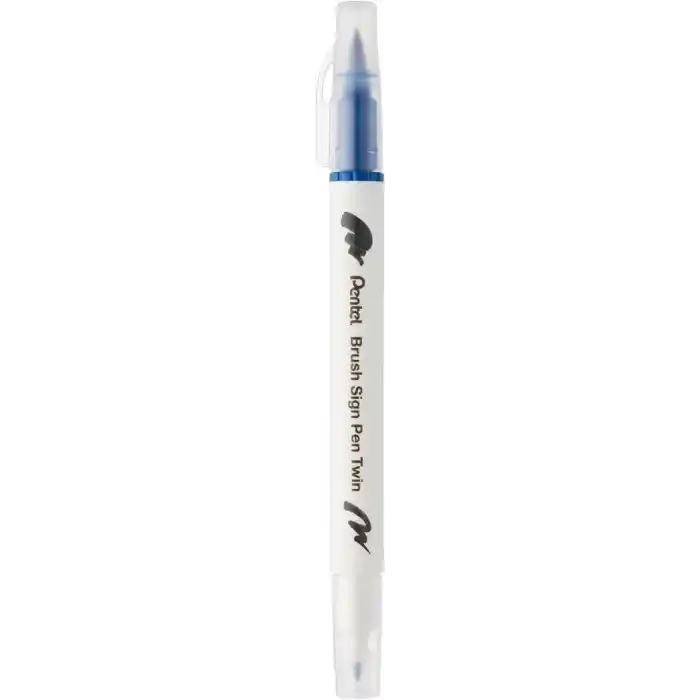 Pentel Brush Sing Pen Twin Çift Taraflı Fırça Uçlu Kalem ÇELİK MAVİSİ