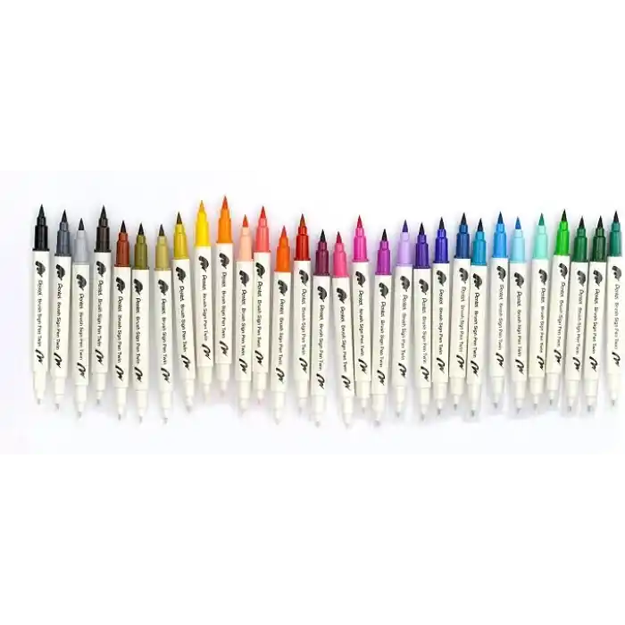 Pentel Brush Sing Pen Twin Çift Taraflı Fırça Uçlu Kalem ÇELİK MAVİSİ