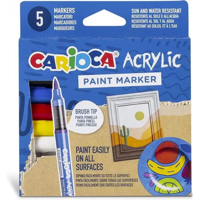Carioca Akrilik Paint Marker Su Bazli Fırça Uçlu 5Li