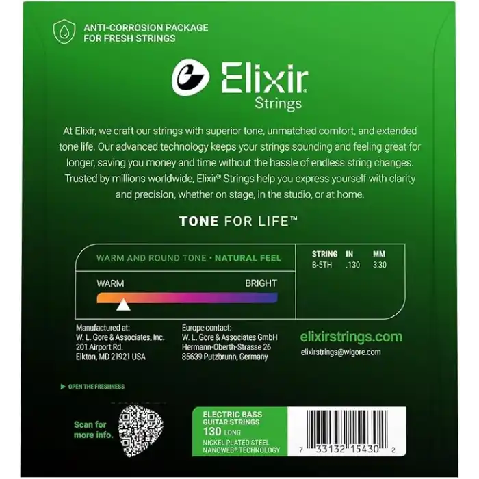 Elixir 15430 Nanoweb Light Tek Bas Gitar Teli (130)