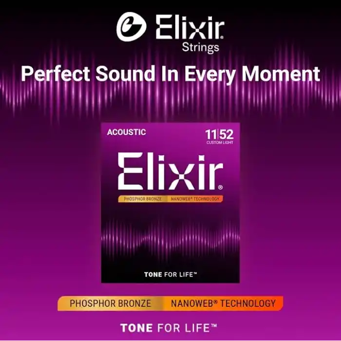 Elixir 16027 Nanoweb Phosphor Bronze Akustik Gitar Teli (11-52)