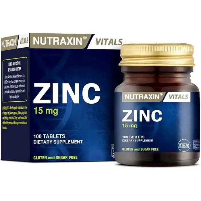 Nutraxin Vitals Zinc 15 mg 100 Tablet Takviye Edici Gıda