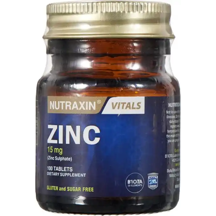 Nutraxin Vitals Zinc 15 mg 100 Tablet Takviye Edici Gıda