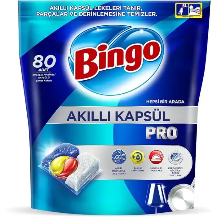 Bingo Akıllı Kapsül Pro Bulaşık Makinesi Deterjanı Tableti 80li