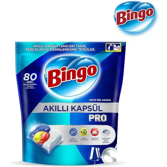 Bingo Akıllı Kapsül Pro Bulaşık Makinesi Deterjanı Tableti 80li