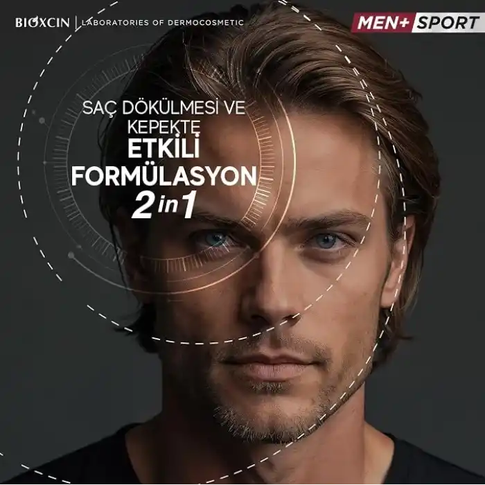 Bioxcin Men+ Sport Kepek + Saç Dökülmesine Karşı Şampuan | L-Carnitine, Kafein, BioComplex B11 | 500 ml | Tüm Saç Tipleri İçin