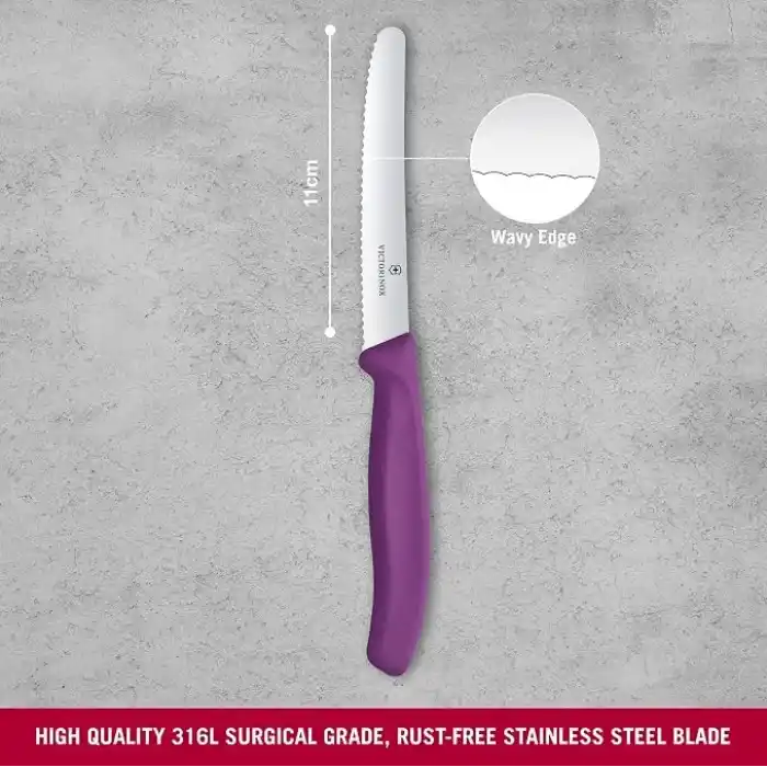 Victorinox Swiss Classic 11cm Tırtıklı Domates Bıçağı, Mor
