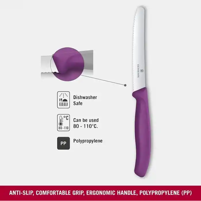 Victorinox Swiss Classic 11cm Tırtıklı Domates Bıçağı, Mor