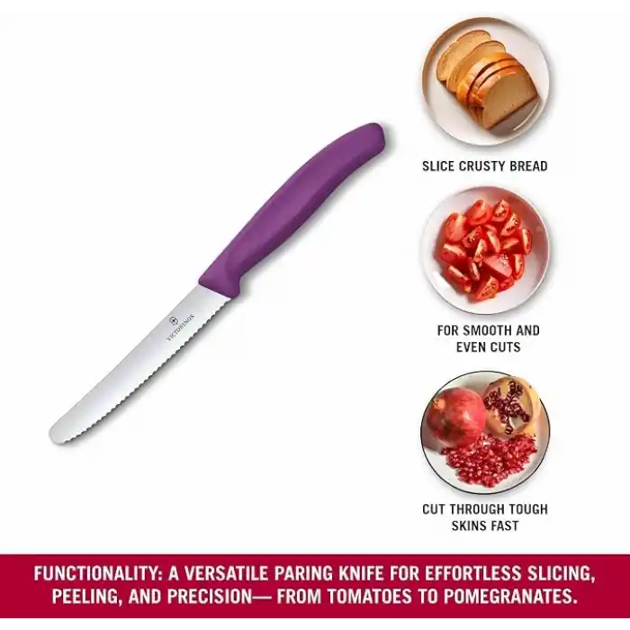 Victorinox Swiss Classic 11cm Tırtıklı Domates Bıçağı, Mor