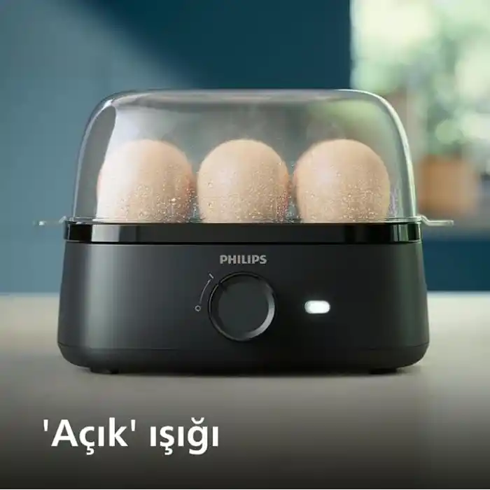 Philips Yumurta Pişirici 3000 Serisi, Aile Boyu 6 Yumurtaya Kadar (yumuşak, orta, sert, poşe), Kolay temizlenir, Poşe Tepsisi ve Yumurta Delici Aksesuarı, 400W Güç, Kompakt Tasarım (HD9137/91)