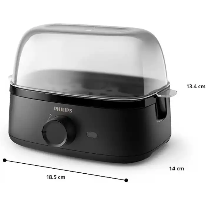 Philips Yumurta Pişirici 3000 Serisi, Aile Boyu 6 Yumurtaya Kadar (yumuşak, orta, sert, poşe), Kolay temizlenir, Poşe Tepsisi ve Yumurta Delici Aksesuarı, 400W Güç, Kompakt Tasarım (HD9137/91)