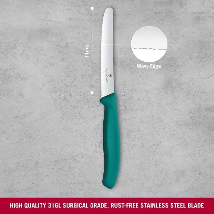 Victorinox 6.7834.C1 Swiss Classic 11cm Tırtıklı Domates Bıçağı, Yeşil
