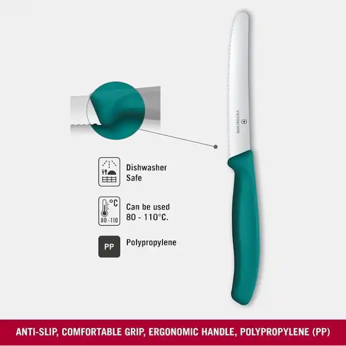 Victorinox 6.7834.C1 Swiss Classic 11cm Tırtıklı Domates Bıçağı, Yeşil