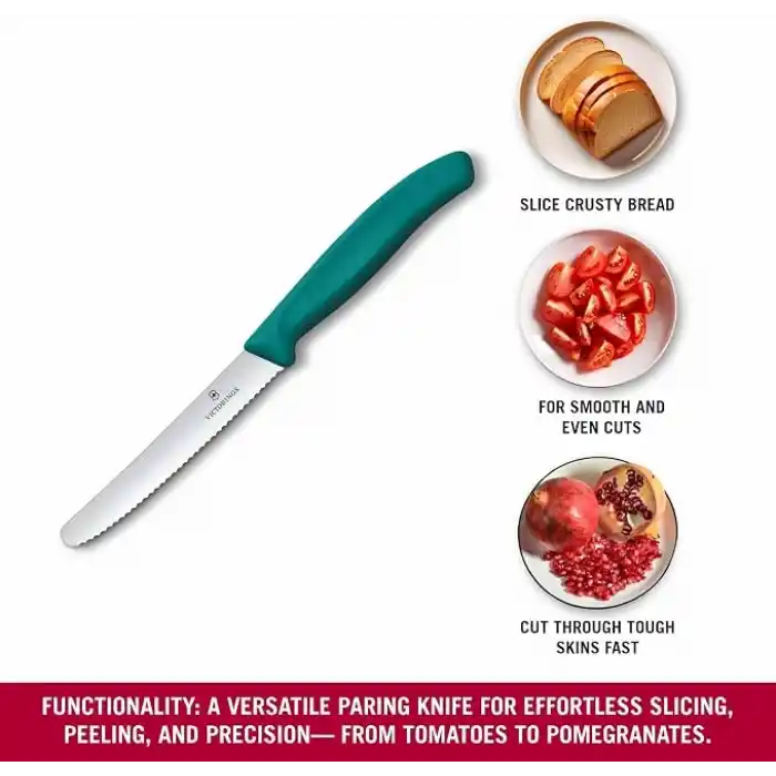 Victorinox 6.7834.C1 Swiss Classic 11cm Tırtıklı Domates Bıçağı, Yeşil
