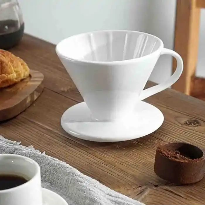 Epinox Seramik Kahve Dripper - Porselen Demleyici - No: 2 - Beyaz (Hario V60 Benzeri)